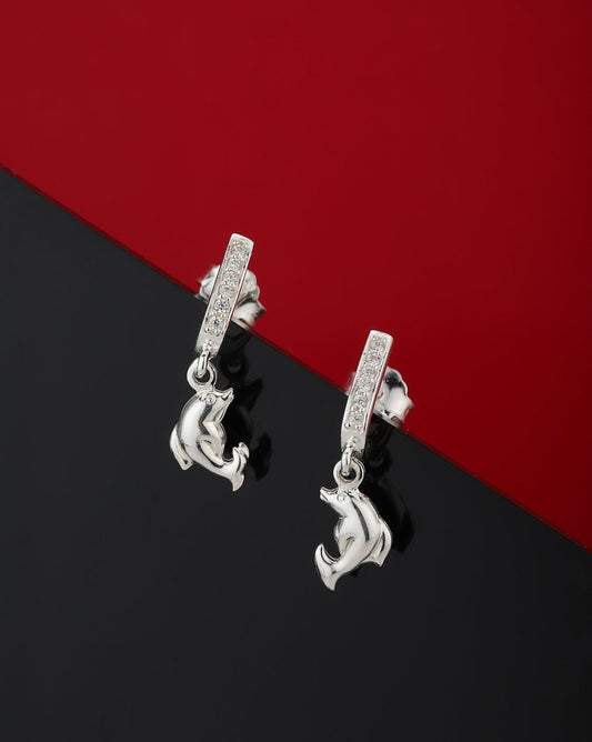 925 Sterling Silver Rhodium Plated With Leaf Drop Earring - Wahe Jewels | Grab2Buy