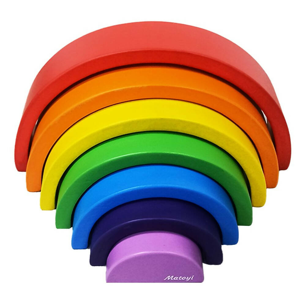 Matoyi Wooden Rainbow Stacker – 7 Piece Colorful Stacker - Grab2buy