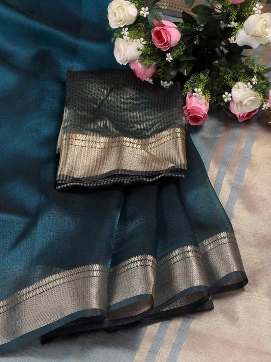 Shree Shyam Fashion Organza Sea Green Saree