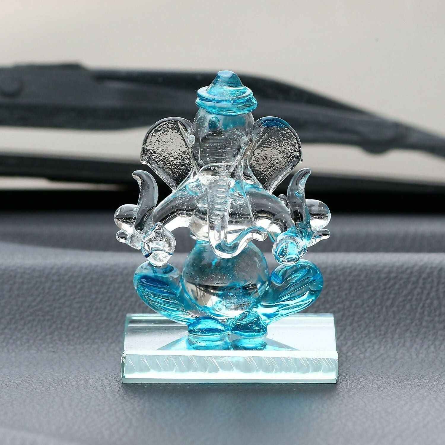 eCraftIndia SkyBlue and Transparent Double Sided Crystal Car Ganesha Showpiece - Grab2buy