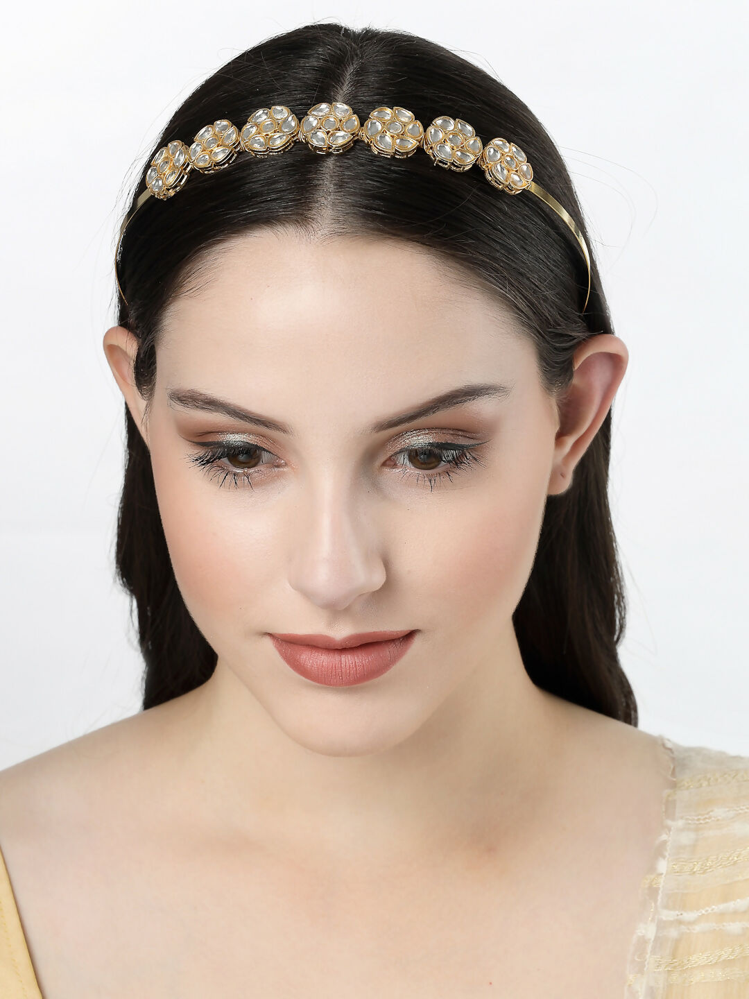 NVR Women's Gold-Plated Kundan Embellished Hairband - Grab2buy