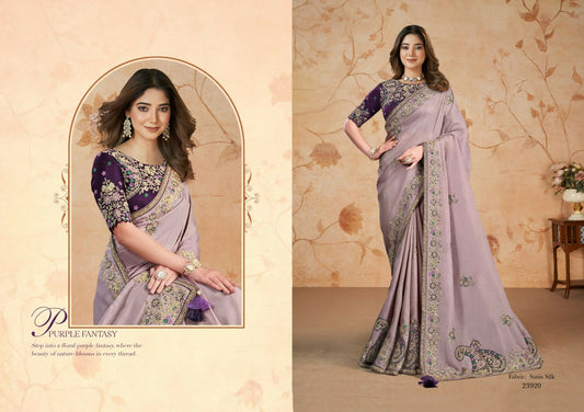 Sequence Embroidery with Golden and Silver Stone Work - Mohmanthan Dakshika