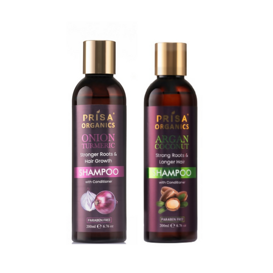 Prisa Organics Onion & Turmeric Shampoo and Argan & Coconut Shampoo Combo Grab2Buy Prisa Organics Grab2Buy