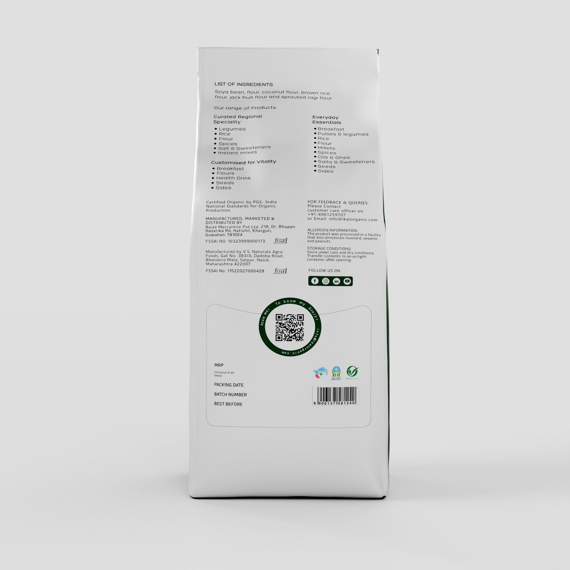 3 - Organic Gluten Free Atta - 500g