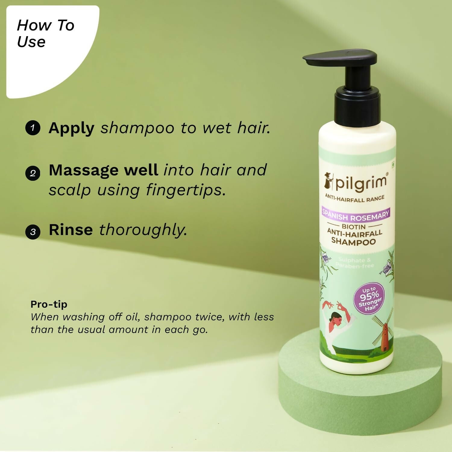 Pilgrim Spanish Rosemary & Biotin Anti Hairfall Shampoo For Reducing Hair Loss & Breakage - Grab2buy