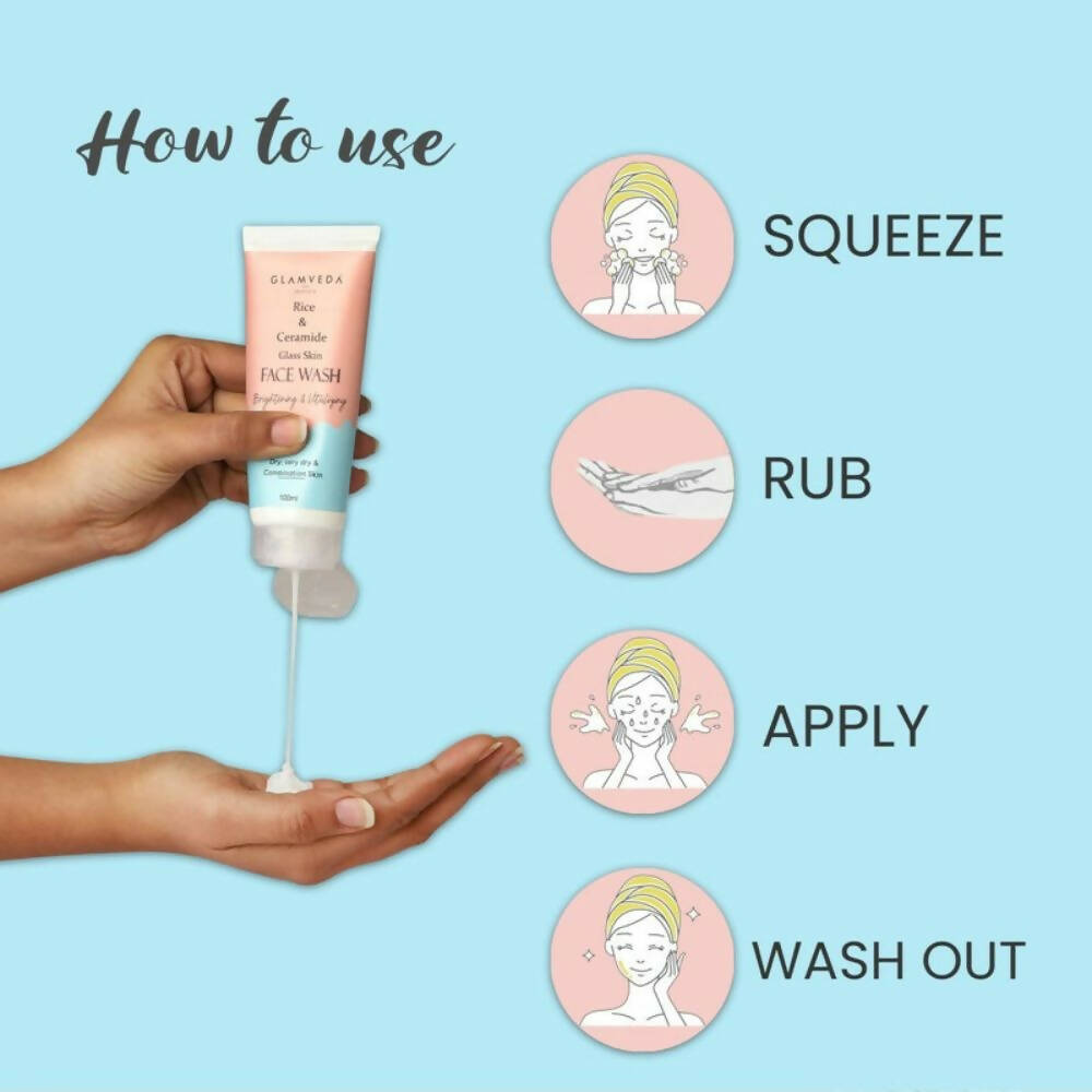 Glamveda Rice & Ceramide Glass Skin Face Wash - Grab2buy