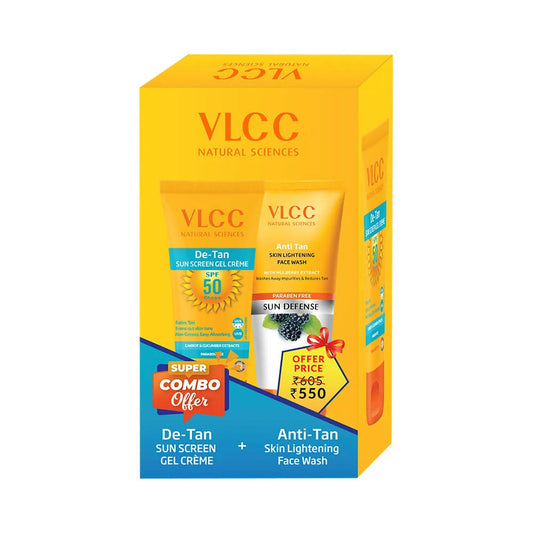 VLCC Anti Tan Face Wash & De Tan SPF 50 Sun Screen Gel Creme Combo Grab2Buy VLCC Grab2Buy