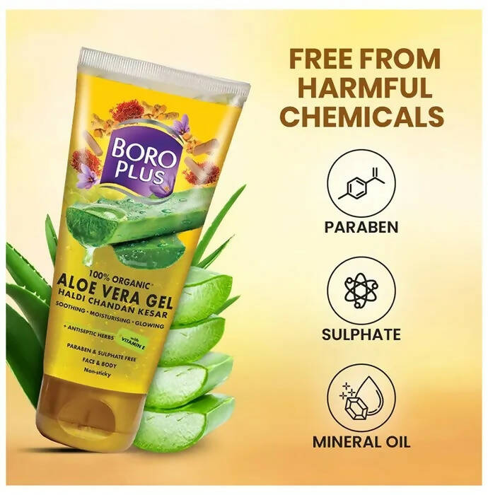 Boroplus 100% Organic Aloe Vera Gel Haldi Chandan Kesar - Grab2buy