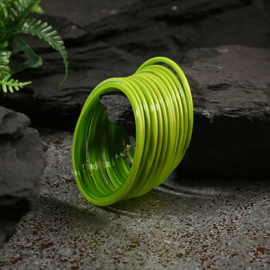 Afast Shining Green Glass Party, Wedding, Daily Use Bangle Set, Pack Of 12 | Grab2Buy