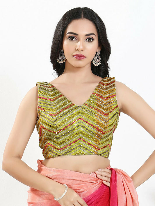Joban Fashion Liril Silk Padded Blouse With V Neck Sleeveless