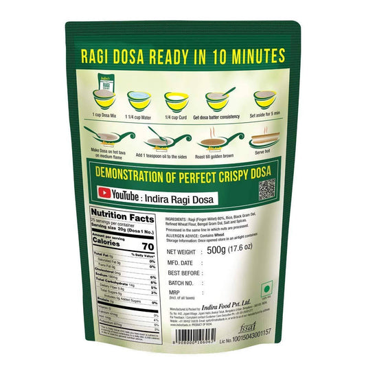 Indira's 10 Minutes Ragi Dosa Mix
