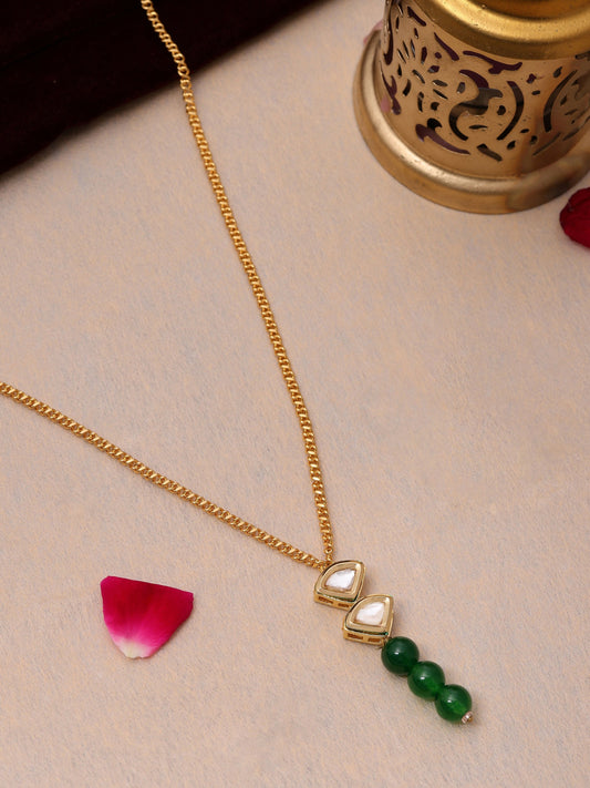 Ruby Raang Green Aventurine Kundan Necklace | Grab2Buy