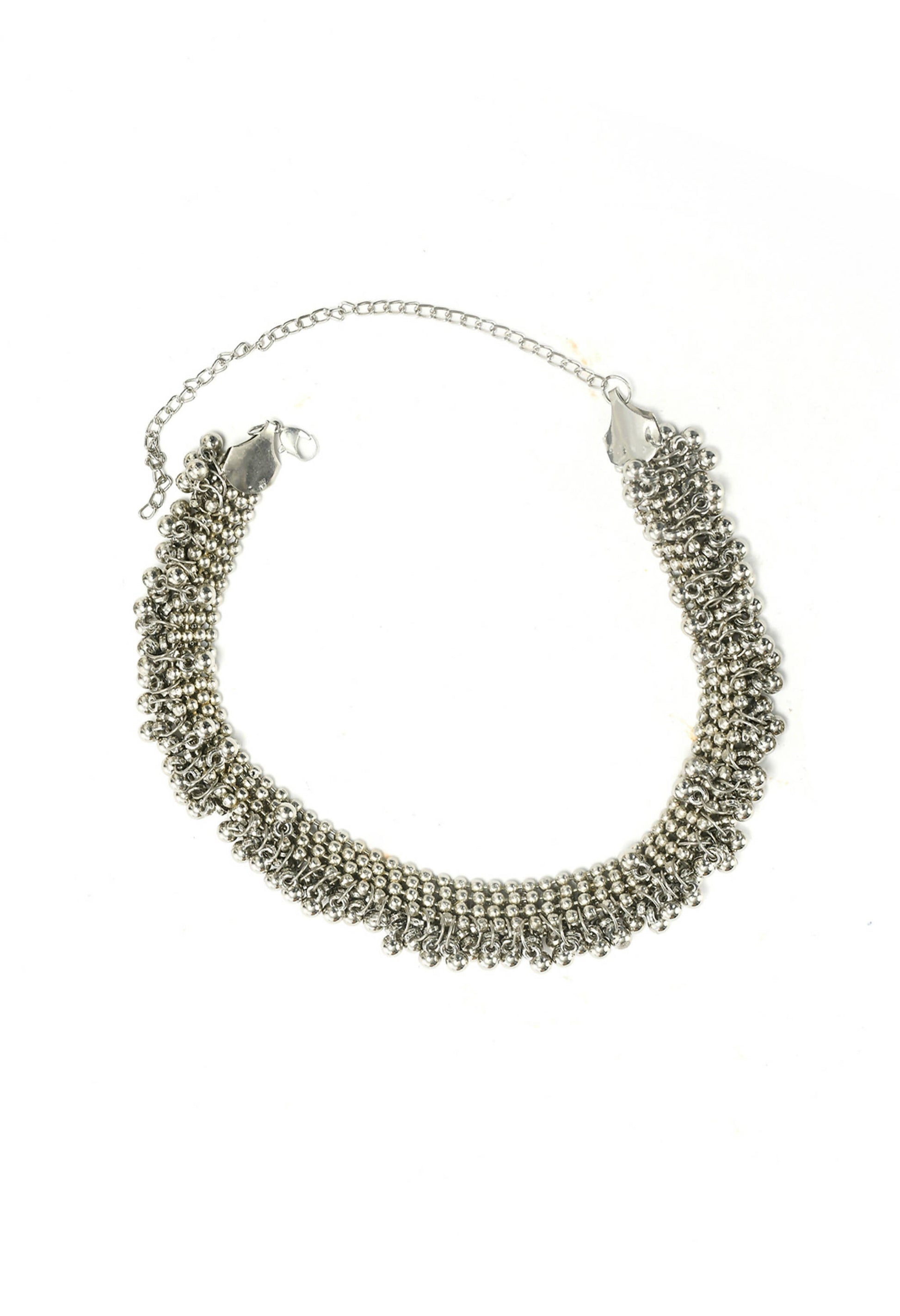 Mominos Fashion Johar Kamal Silver-Plated Brass Finish Ghungroo Work Choker For Women - Grab2buy