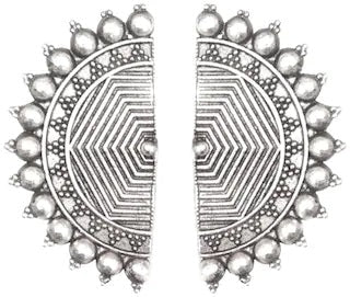 Silver-Plated Alloy Oxidised Designer Half Moon Earrings - The Pari - Grab2buy