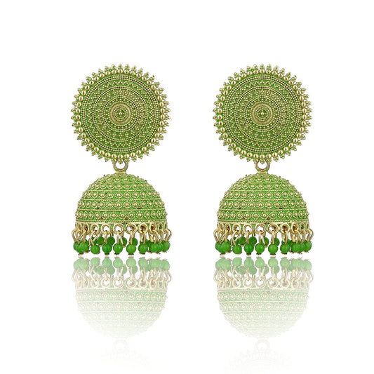 Gold-Plated Alloy Greensun Shaped Jhumka Earrings - The Pari - Grab2buy