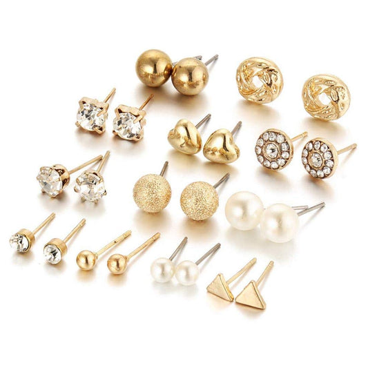 Rhodium-Plated Alloy Metallic Geometric Earrings Combo - The Pari | Grab2Buy
