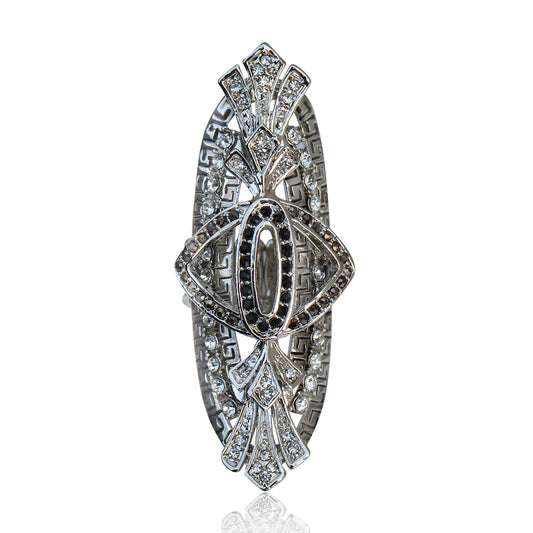 Silver-Plated Alloy Big Silver Stylish Ring - The Pari | Swadesiicart