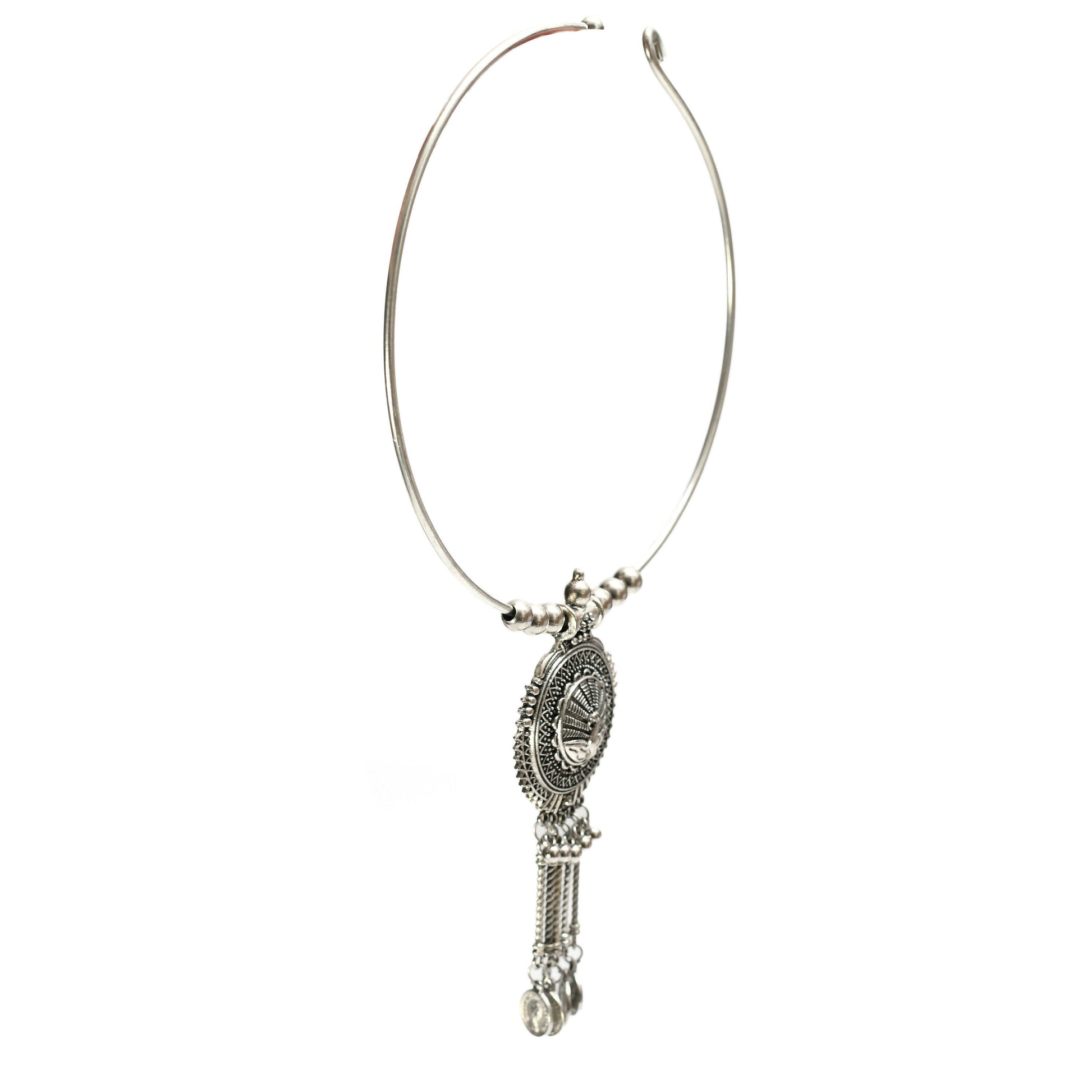 Mominos Fashion Johar Kamal Oxidised Silver-Plated Hasli Design Necklace Choker For Women - Grab2buy