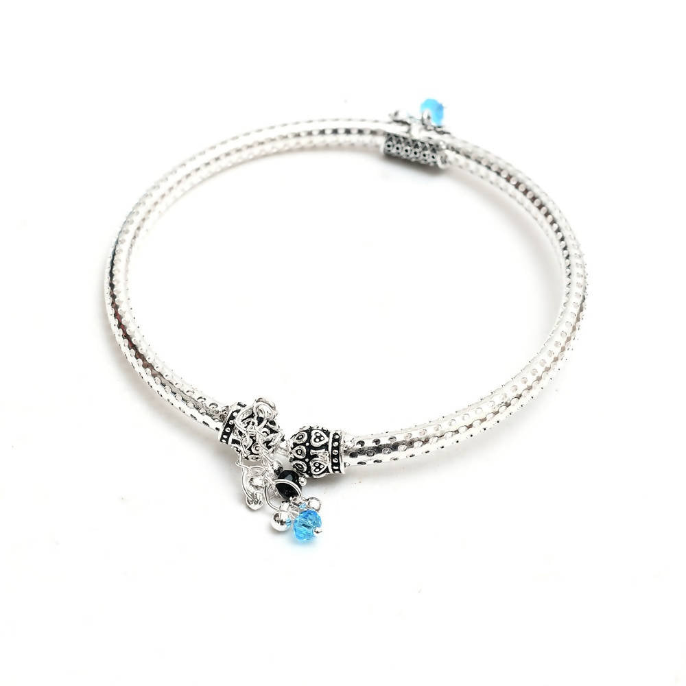 Mominos Fashion Kamal Johar Oxidised Silver Kadiyam Style Anklets