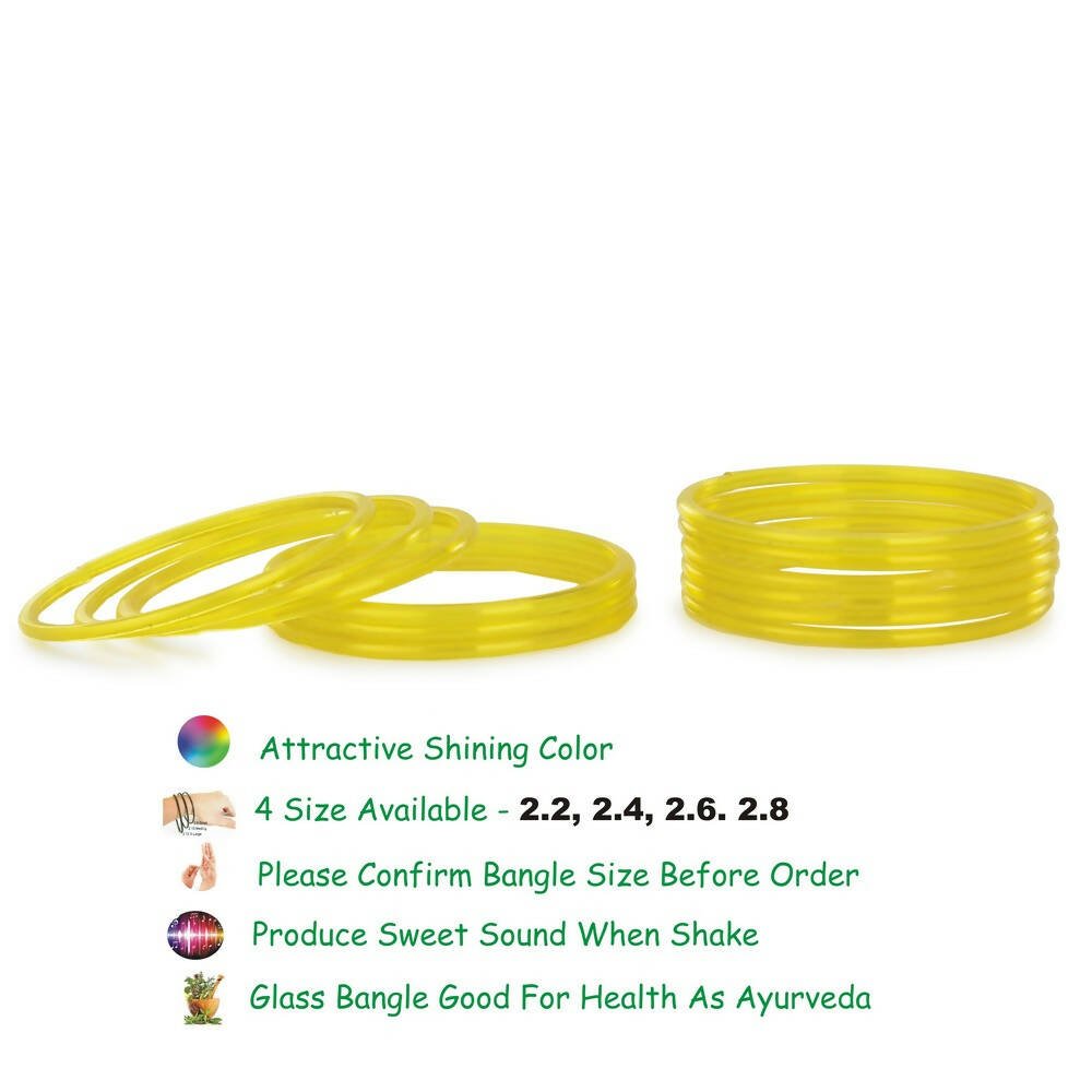 Afast Shining Yellow Glass Wedding, Party, Daily Use Bangle Set, Set Of 12 - Grab2buy