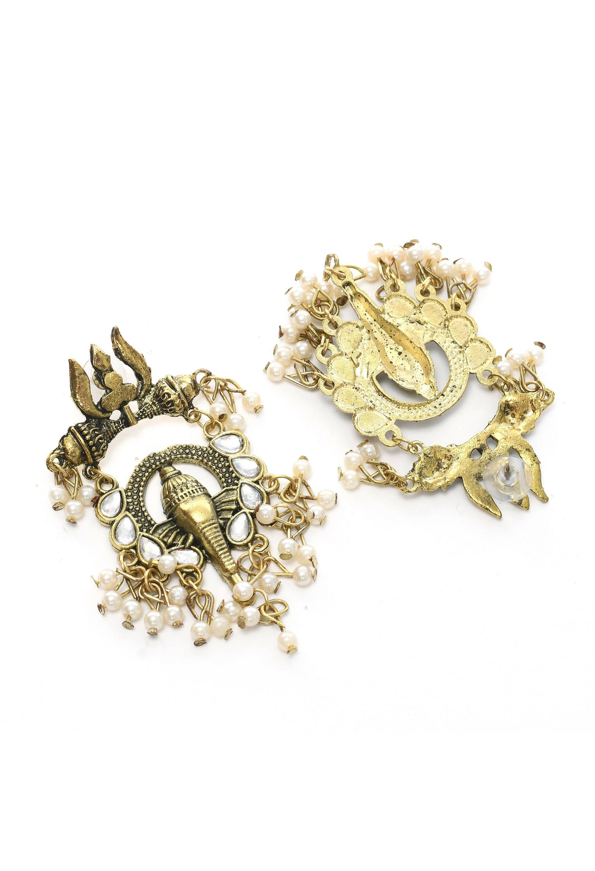 Mominos Fashion Johar Kamal Oxidised Gold-Plated Ganesha Design Necklace Choker Set - Grab2buy