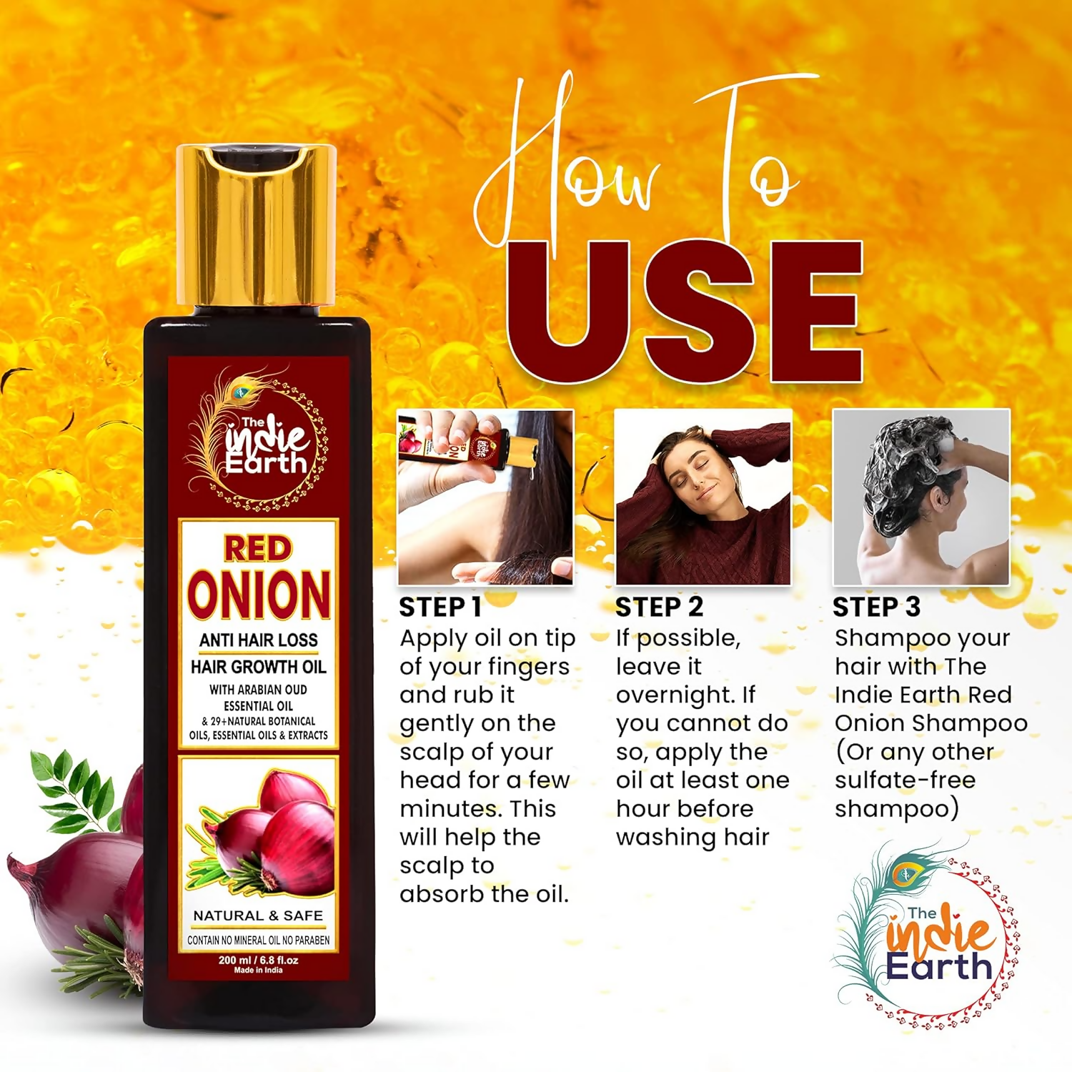 The Indie Earth Red Onion Anti Hair Loss & Hair Growth Combo - Grab2buy