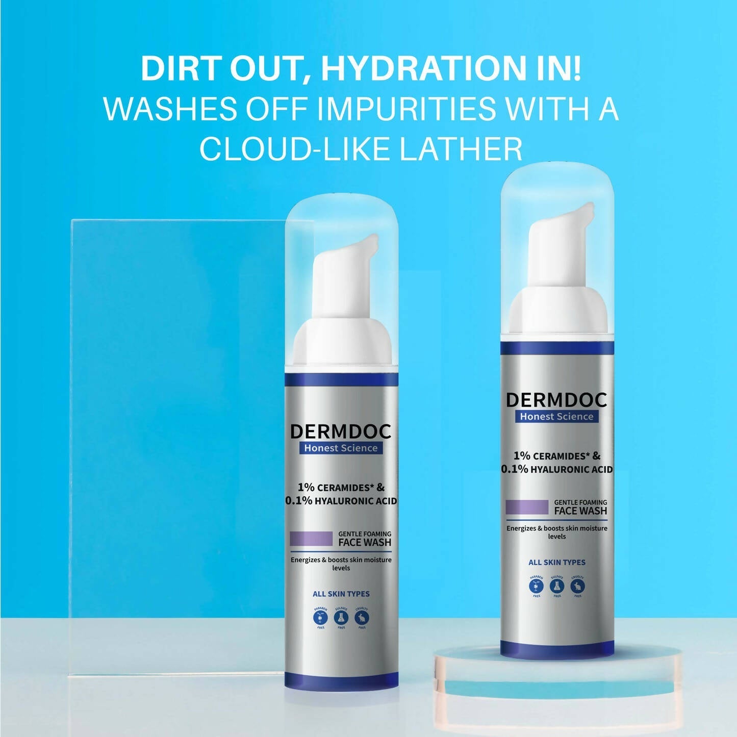 Dermdoc 1% Ceramides * & 0.1% Hyaluronic Acid Gentle Foaming Face Wash - Grab2buy