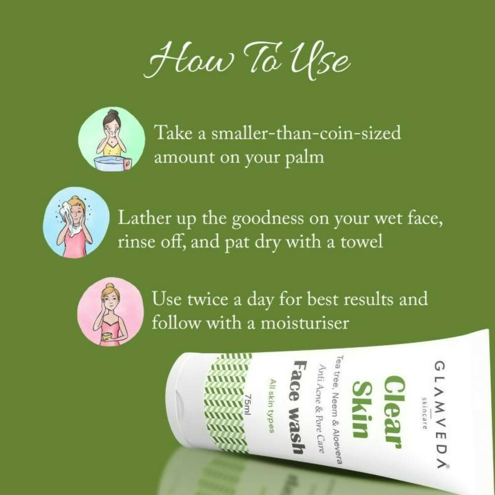 Glamveda Clear Skin Tea Tree, Neem & Aloe Anti Acne Face Wash - Grab2buy