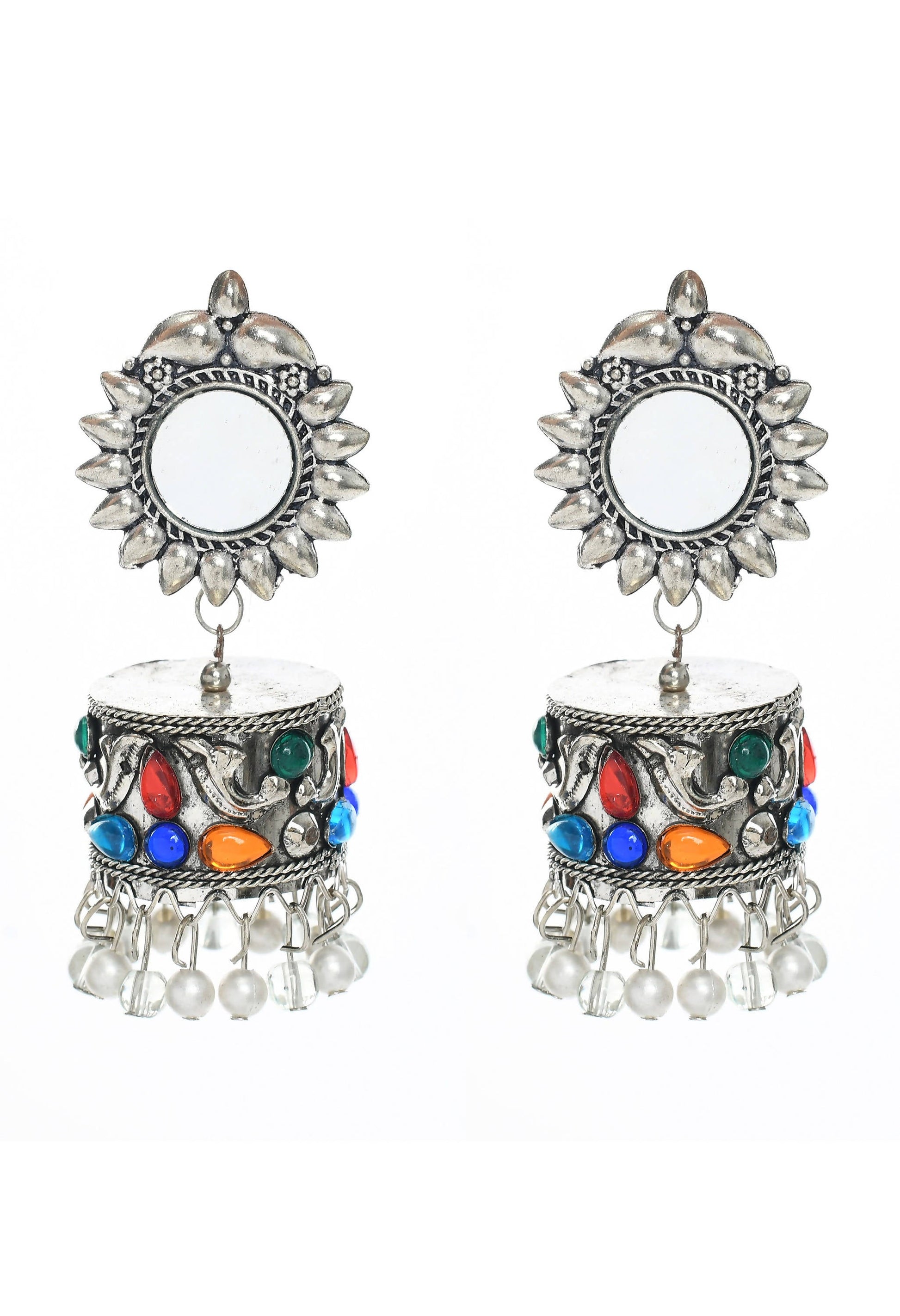 Mominos Fashion Johar Kamal Women Multi Kundan Oxidised Jhumkas - Grab2buy