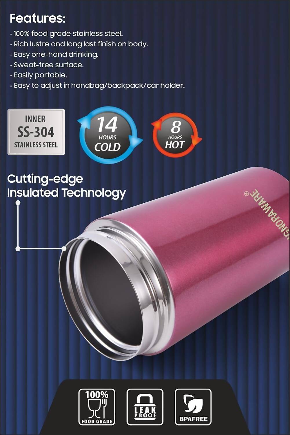 Signoraware Hot Pour Coffeemate Insulated Mug Tumbler - 350 ml (Red) - Grab2buy