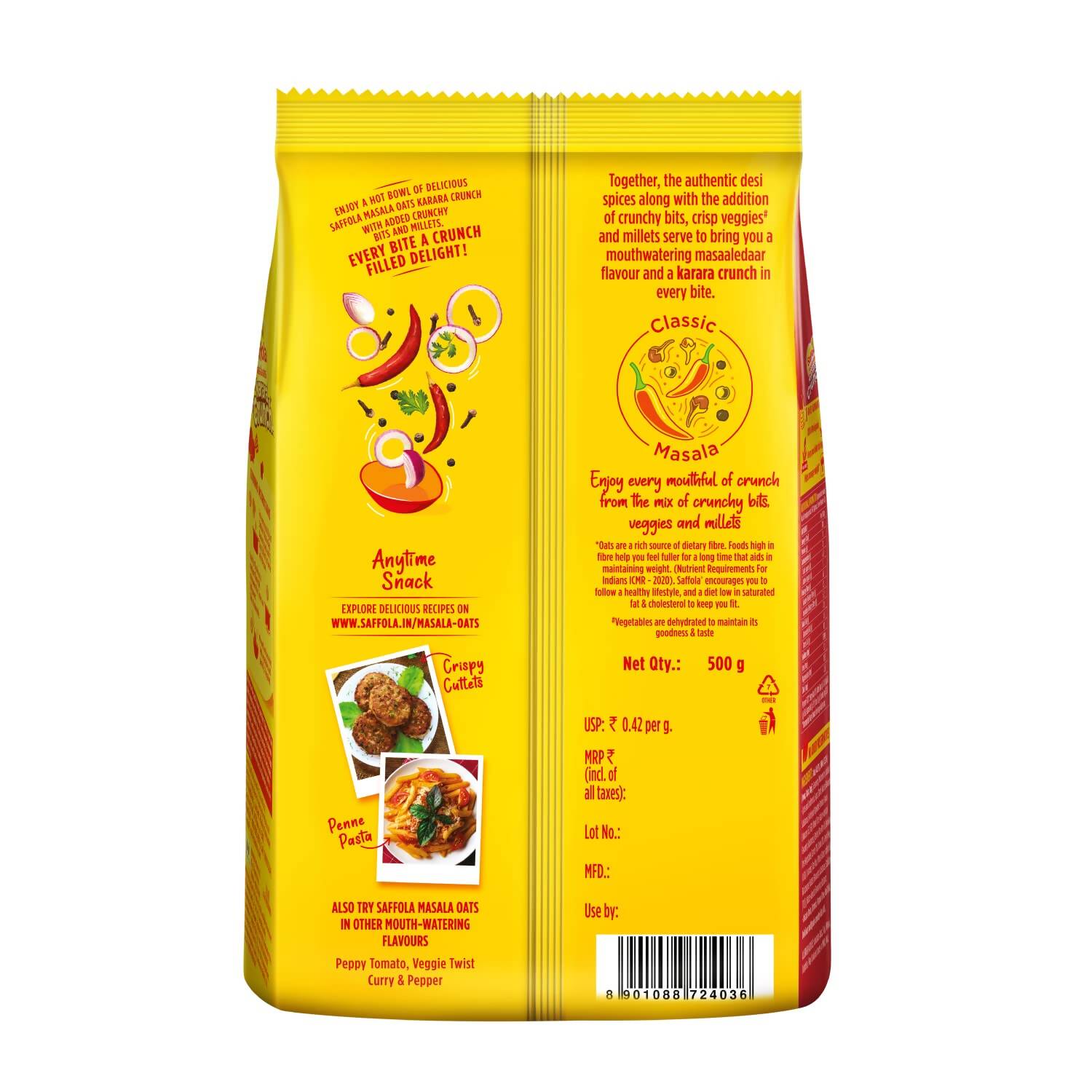 Saffola Karara Crunch Masala Oats - Grab2buy