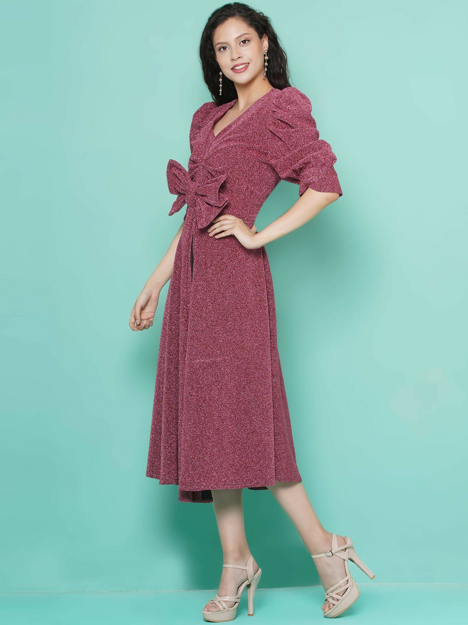 Women Republic Pink Dress with Attached Bow - Grab2buy
