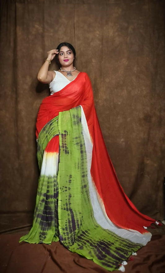 Exclusive Collection Red Green Beautiful Super Soft Most Comfortable Pure Mul Cotton Grab2Buy