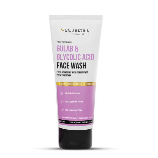 Dr. Sheth's Gulab & Glycolic Acid Face Wash For Even Toned Skin, Daily Brightening, For Normal to Oily Skin