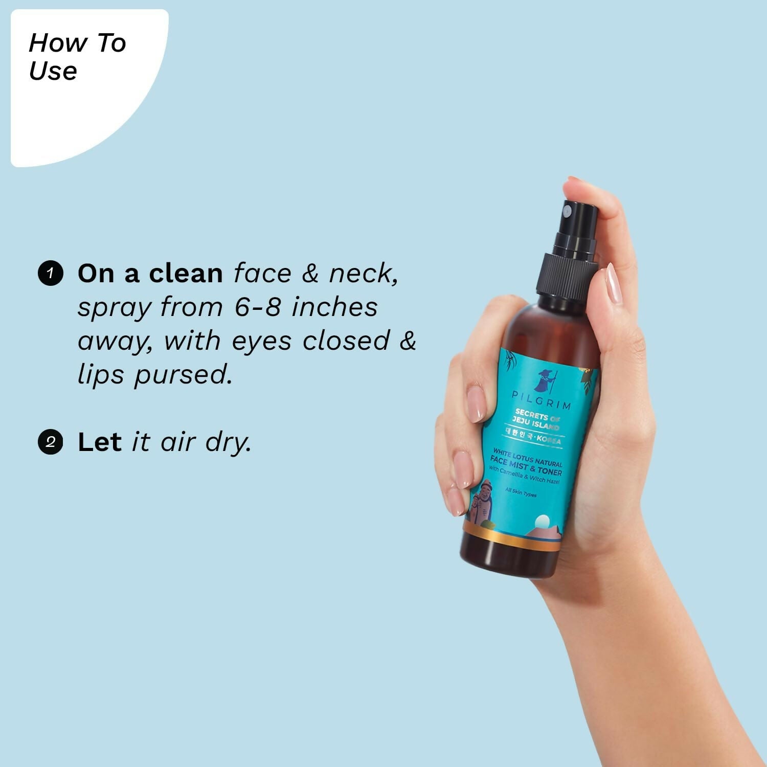 Pilgrim Korean Beauty White Lotus Refreshing Face Mist & Toner With Camellia & Witch Hazel For Glowing Skin - Grab2buy