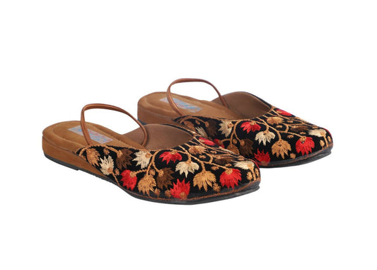 Tiny Bugs Girls Embroidered Strap Ethnic Mojaris - Black Grab2Buy Tiny Bugs Grab2Buy