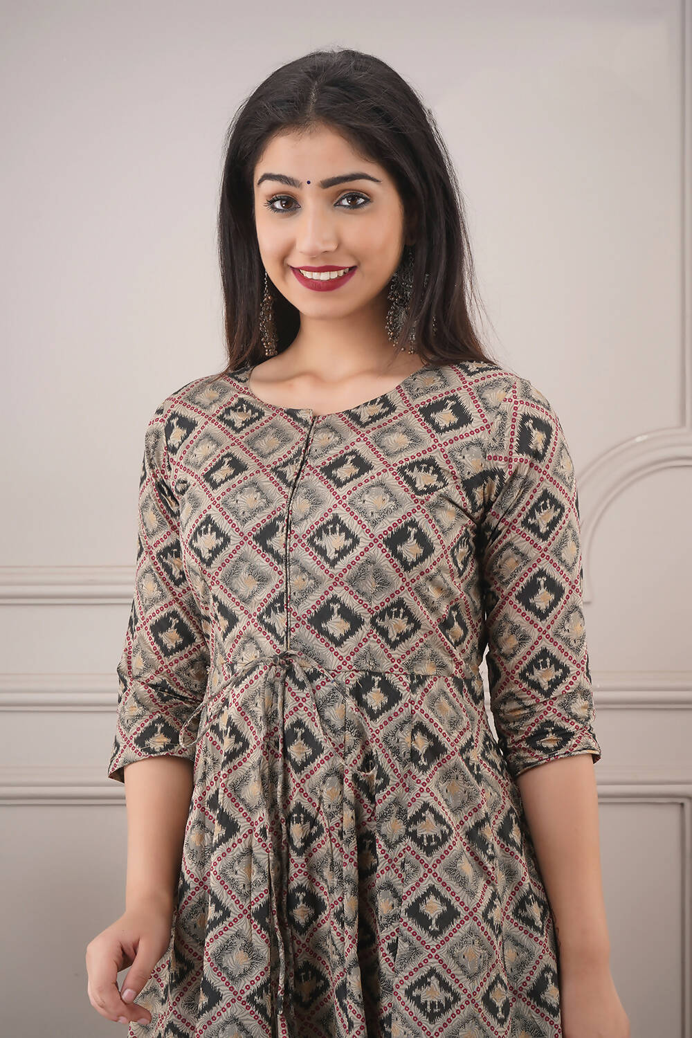 Partywear Designer Hand Screen and Foil Print Multi Pure chanderi Gown - Anbazaar - Grab2buy