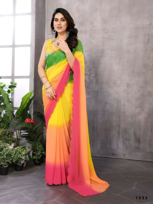Aafreen Partywear Designer Multi Georgette Fancy Saree