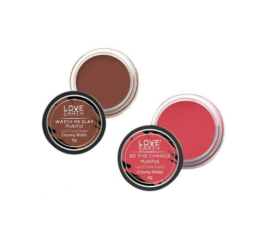 Love Earth Lip Tint & Cheek Tint Multipot Combo (Coral & Raspberry Pink) Grab2Buy Love Earth Grab2Buy
