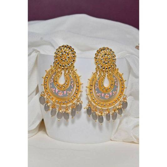 Chandbali Gold-Plated Beige Drop & Dangler Earrings For Women & Girls By House of Ree - Grab2buy