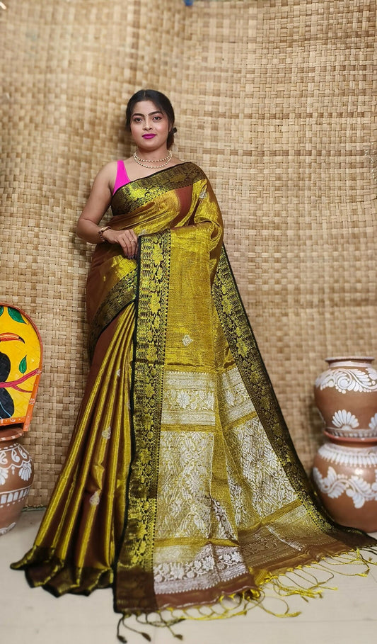 Exclusive Collection Golden Beautiful Tissue Benarasi Grab2Buy