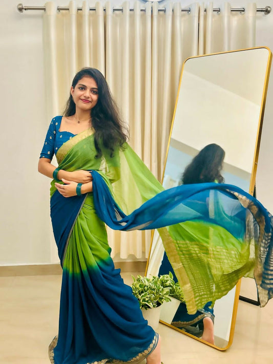 Exclusive Collection Green Party Wear Georgette Grab2Buy