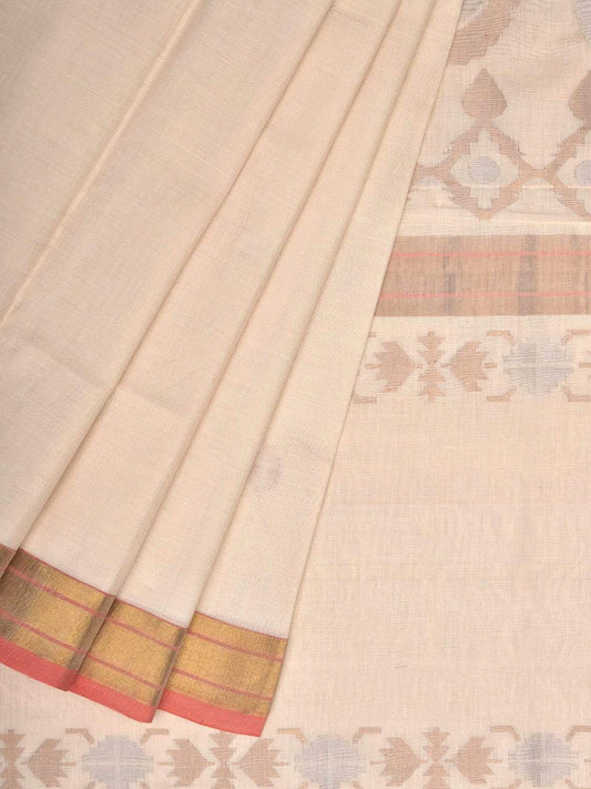 White Uppada Cotton Handloom Grab2Buy with Mango Design Pallu - Global Threads