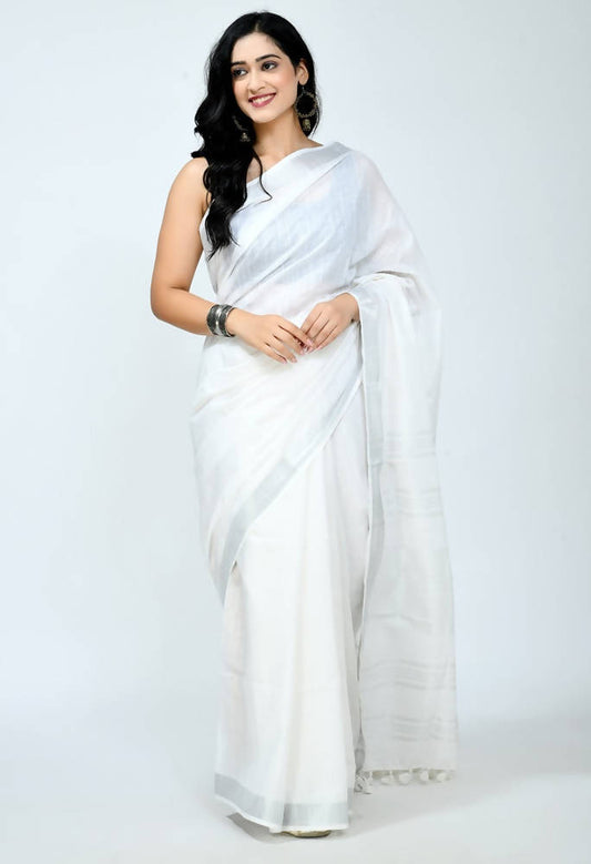 Mominos Fashion Moeza Bhagalpuri Handloom Silk White Grab2Buy