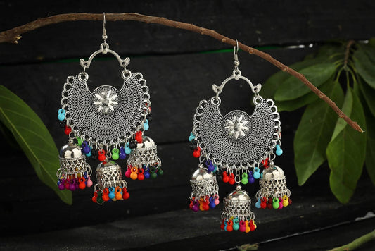 Mominos Fashion Johar Kamal Women's Oxidised Multicolour Earrings - Grab2buy