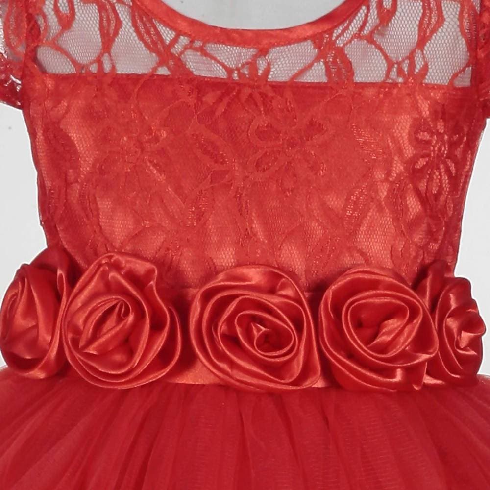 Asmaani Baby Girl's Red Color Satin A-Line Frock (As-Dress_22131) - Grab2buy
