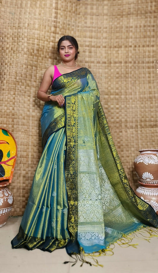 Exclusive Collection Golden Sky Beautiful Tissue Benarasi Grab2Buy