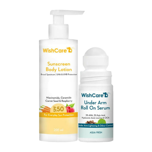 Wishcare Sunscreen Body Lotion SPF 50 + Aqua Fresh Under Arm Roll On Serum Combo Grab2Buy Wishcare Grab2Buy
