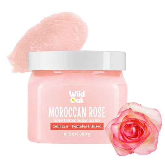 Wild Oak Moroccan Rose Shea Butter Sugar Scrub with Vegan Collagen & Peptides For Tan Removal & Smooth Skin Grab2Buy Wild Oak Grab2Buy