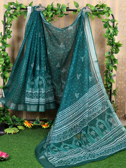 Shree Shyam Fashion Cotton Teal Saree